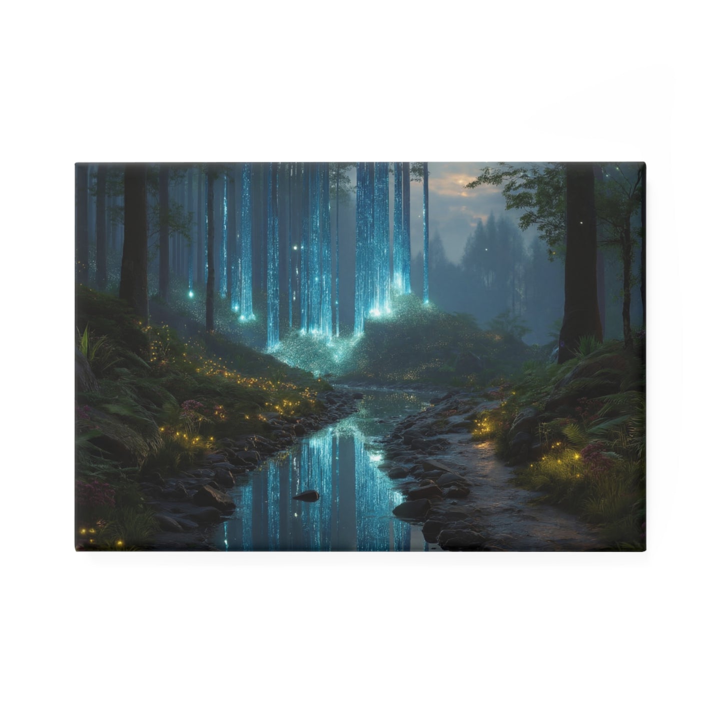 Celestial Waterfall Forest Button Magnet, Rectangle (1 & 10 pcs) – Azure Light Reverie