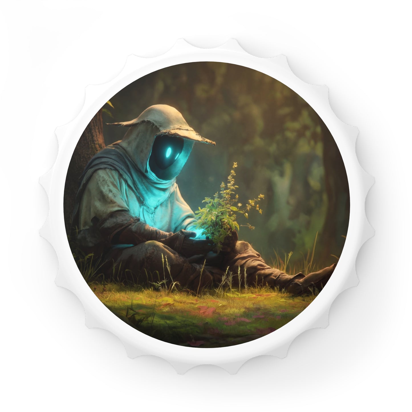 Forest Sentinel Bottle Opener – Glowing Eye and Whispering Vines