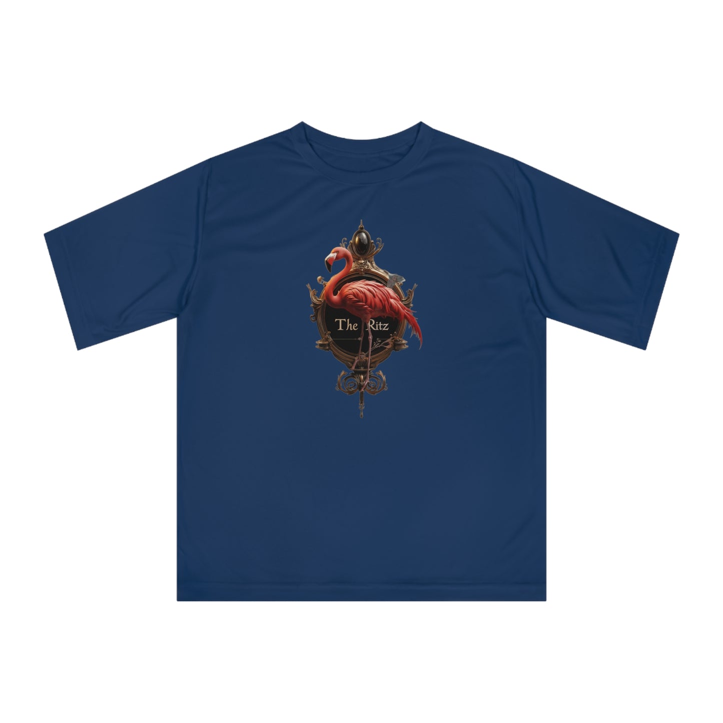Crimson Flamingo Ornate Frame Tee – Golden Ritz Manor Emblem