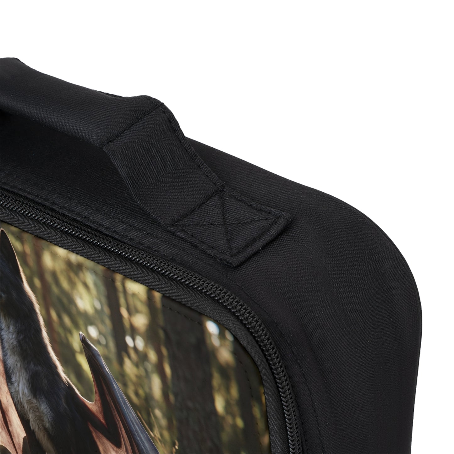 Winged Wolf in Sunlit Forest Lunch Bag – Guardian of the Mossy Glade