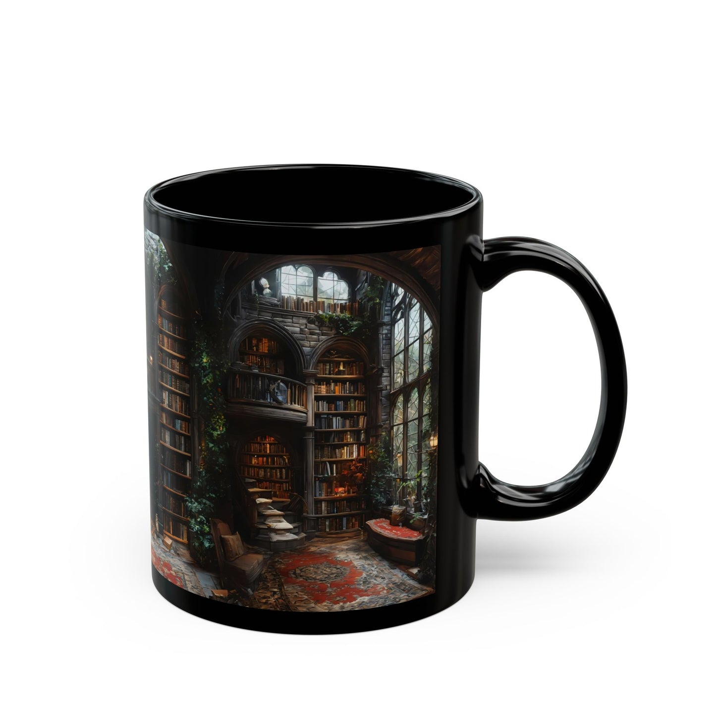 Gothic Library Black Mug – Whispers of Forgotten Pages