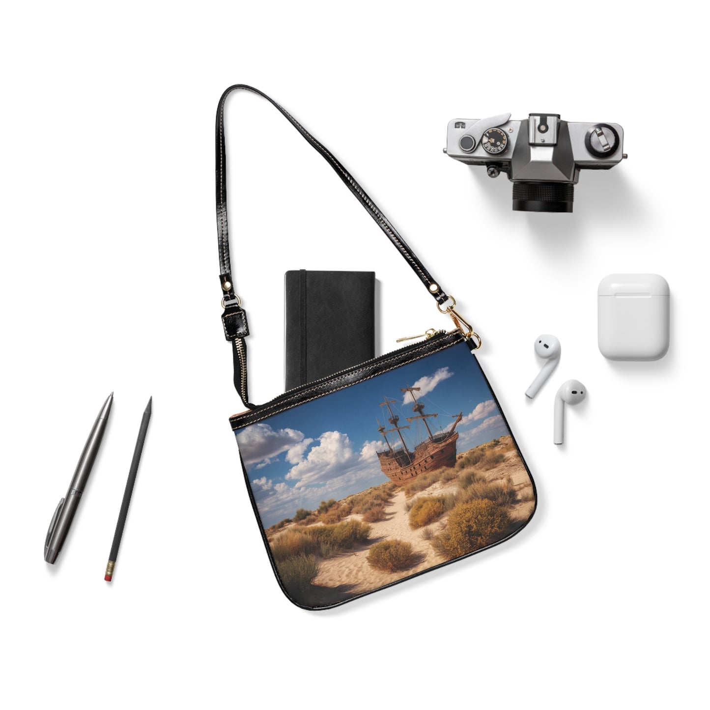 Desert Shipwreck Small Shoulder Bag – Sun-Drenched Mirage on Sand