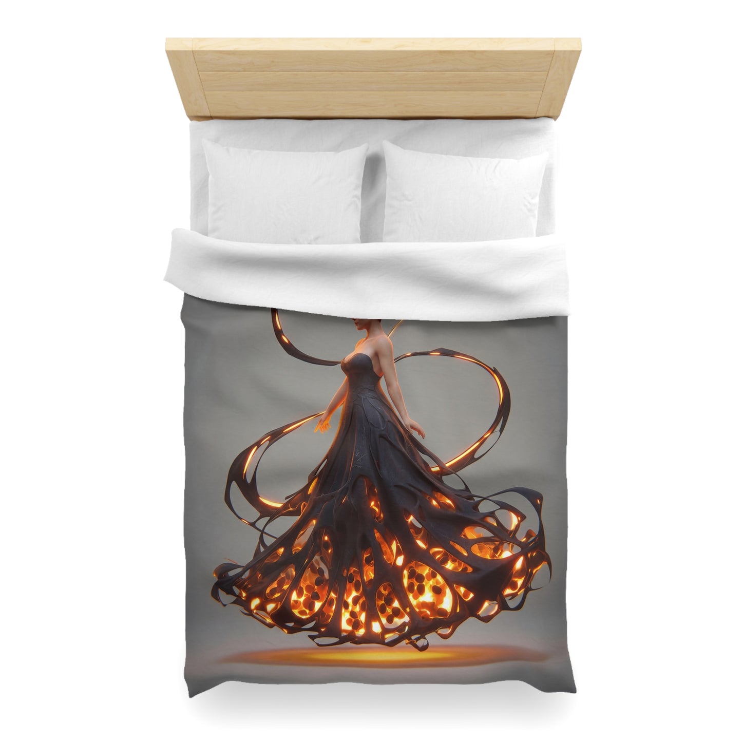 Luminal Dancer Microfiber Duvet Cover – Gilded Shadow Waltz