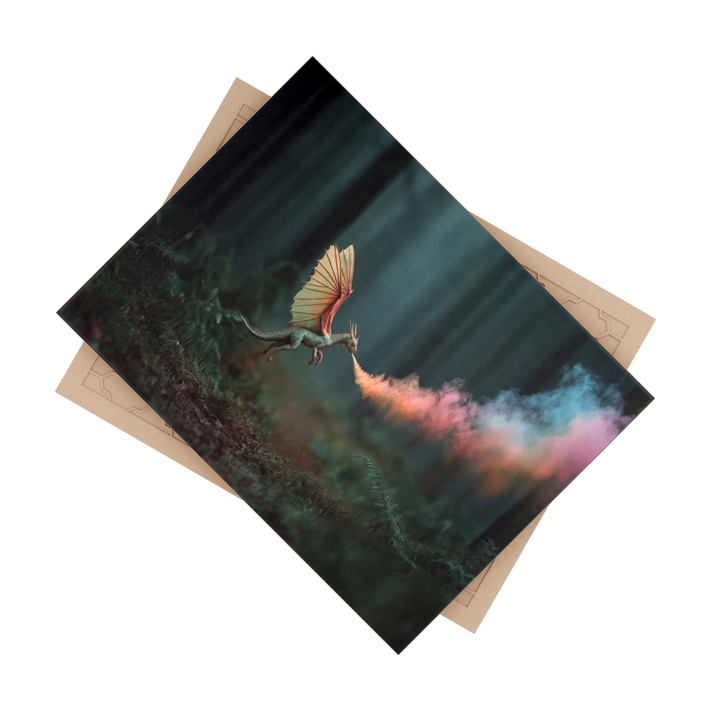Chromatic Dragon Ceramic Photo Tile – Forest Breath of Rainbow Smoke