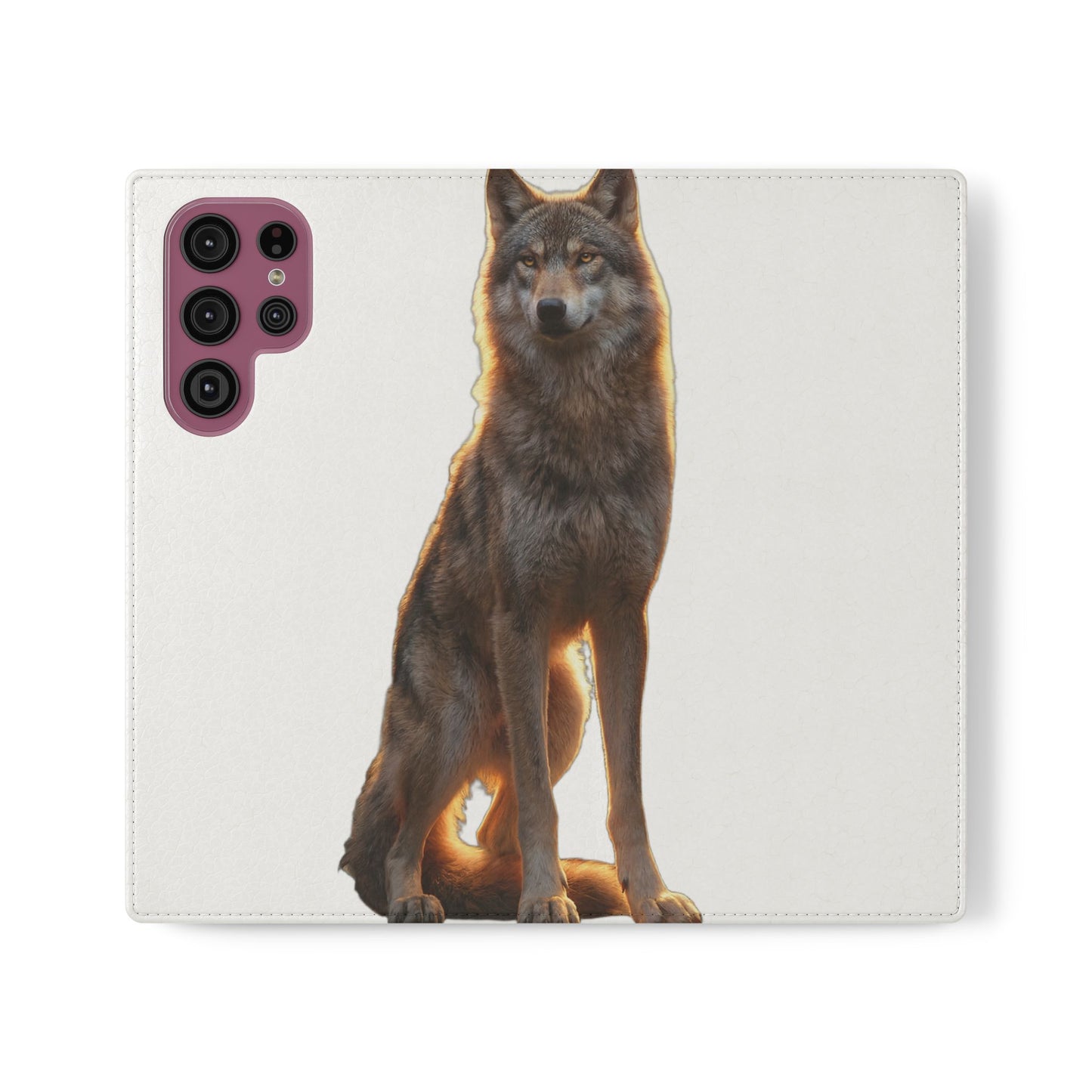 Sunlit Wolf Flip Cases – Golden Hour Sentinel Portrait