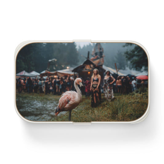 Rain-Slicked Flamingo Bento Lunch Box – Forest Festival Serenity