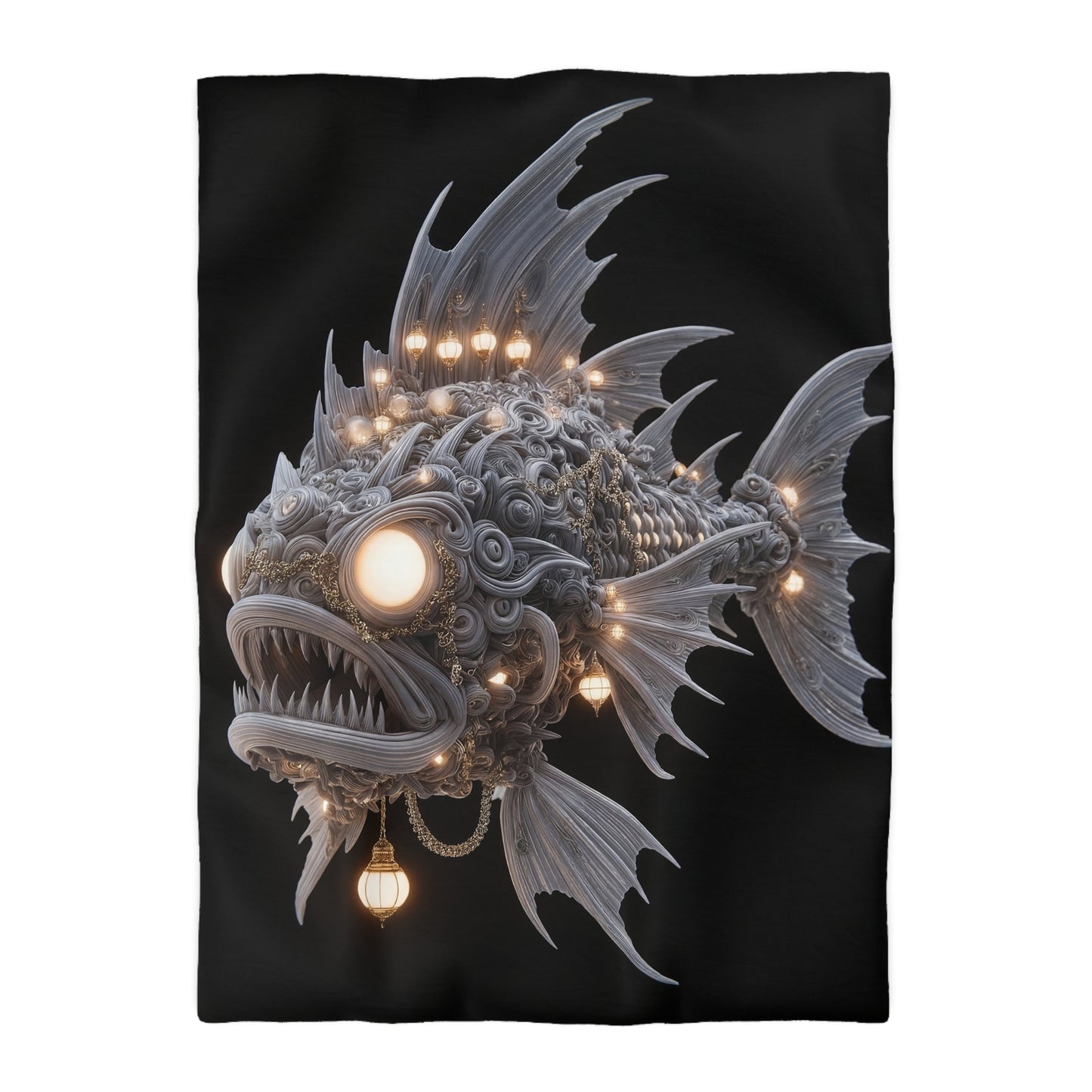 Lantern Fish Microfiber Duvet Cover – Deep Sea Chandelier Dreamscape
