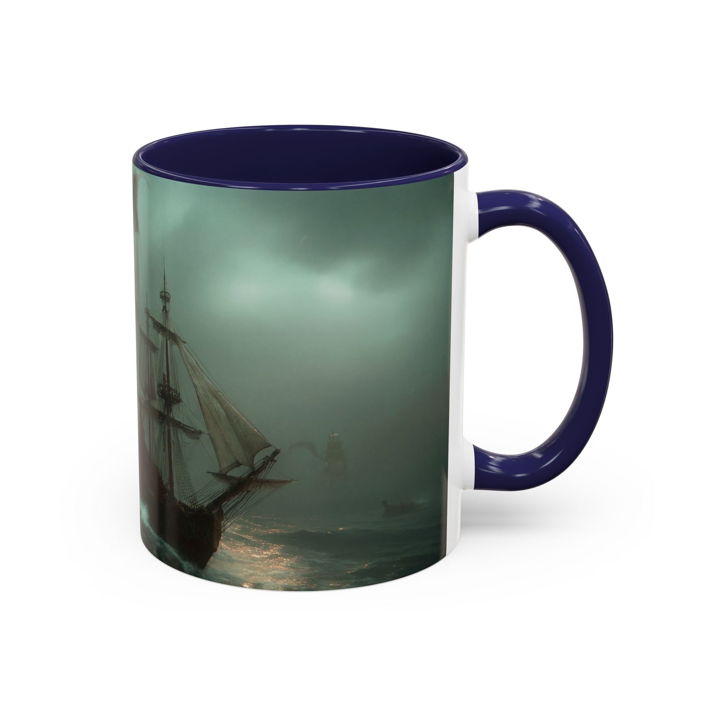Leviathan Sentinel Accent Coffee Mug (11, 15oz) – Crimson Wyvern Guardian Seascape