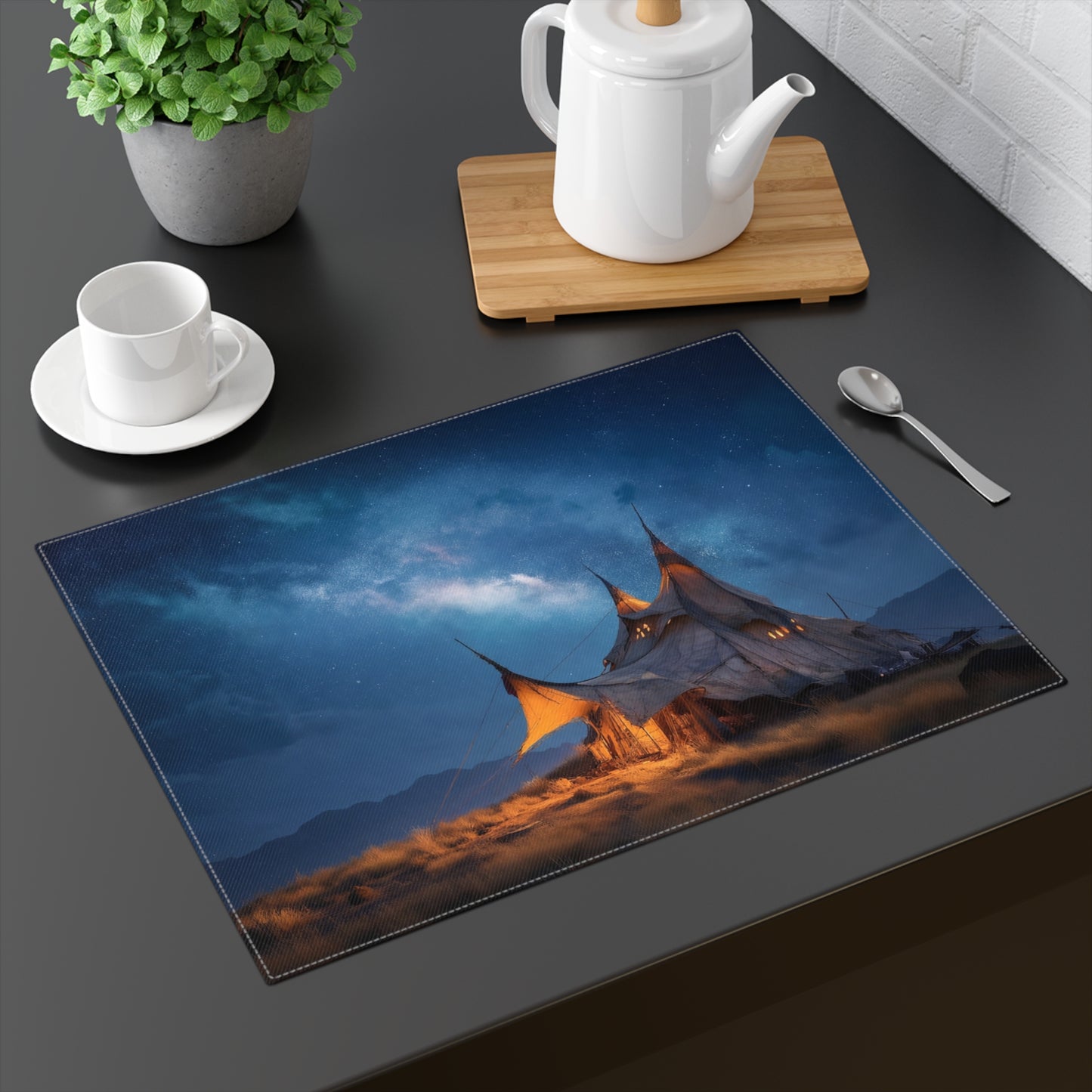 Starlit Nomad Tent Placemat – Milky Way Haven Under Open Skies