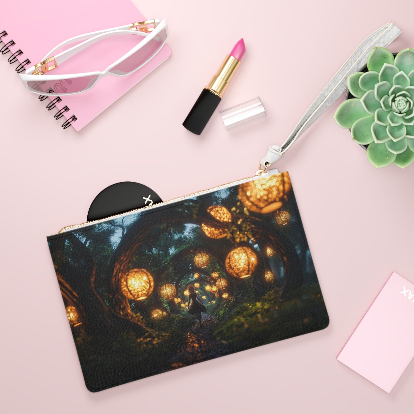Luminous Lantern Archway Clutch Bag – Whispering Forest Pathway