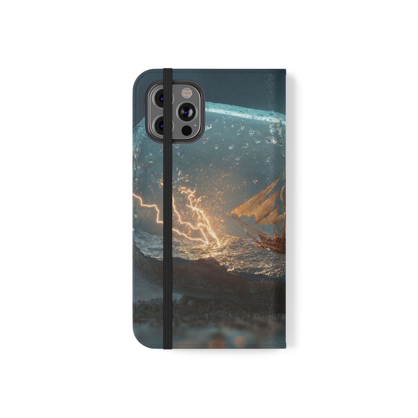 Storm-Struck Galleon Flip Cases – Lightning Inside Glass Bottle