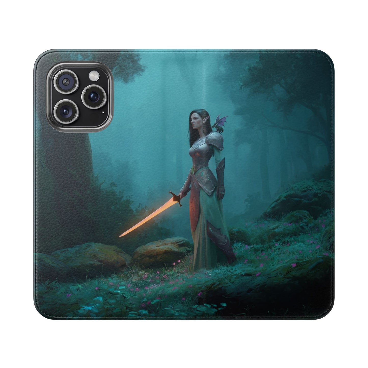 Forest Guardian Flip Cases – Elven Sentinel with Glowing Blade