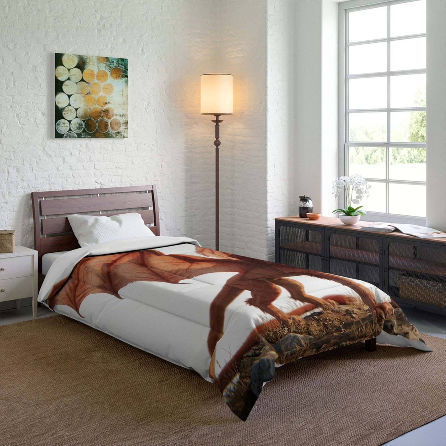 Winged Lion Comforter – Sunset Sentinel Dreamscape