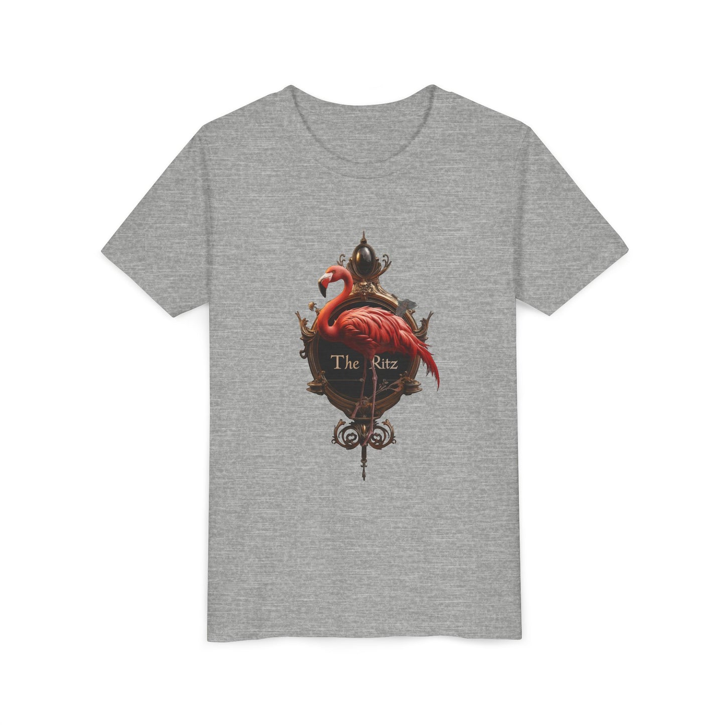 Ornate Frame Flamingo Youth Short Sleeve Tee – Gilded Ritz Garden Emblem