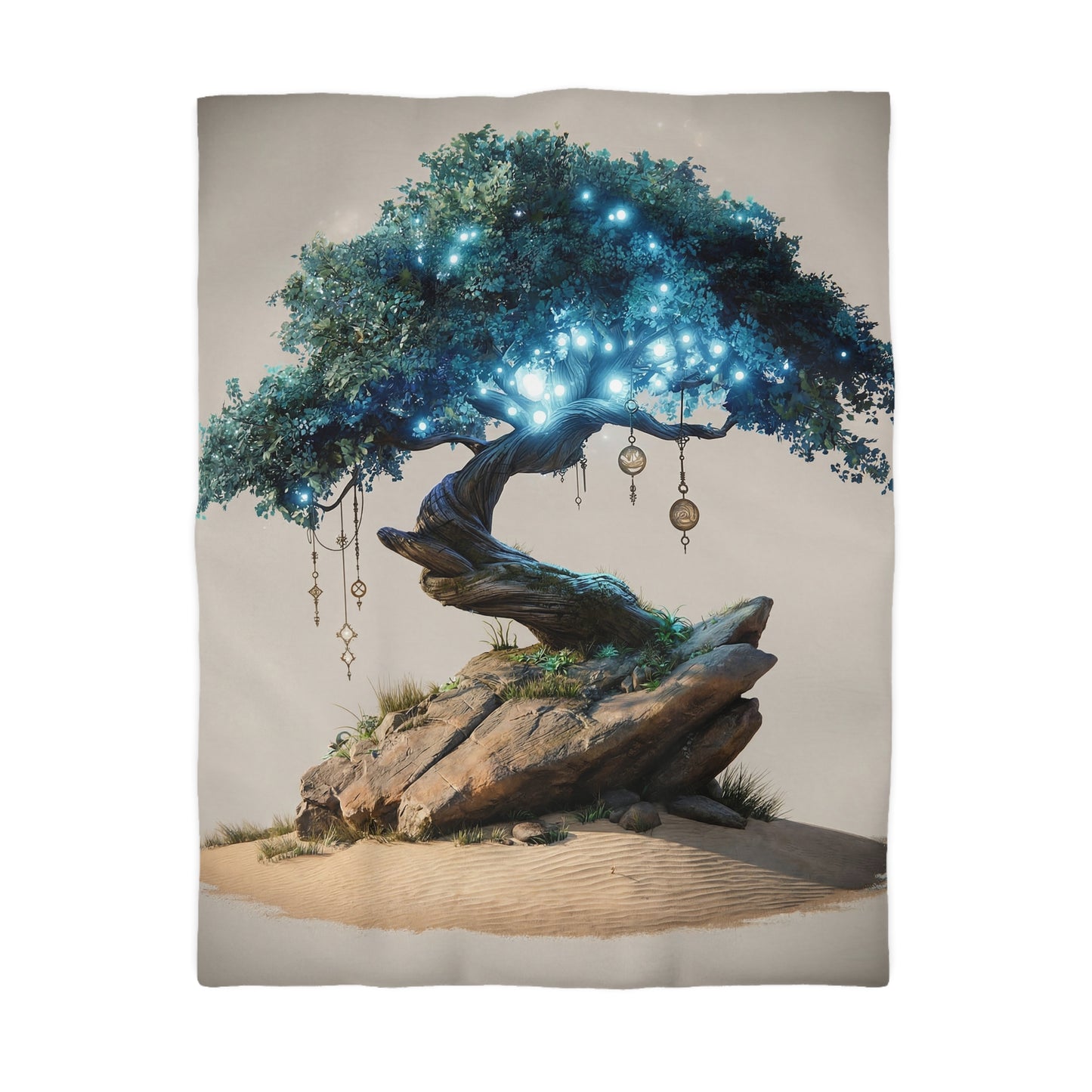 Luminescent Dream Tree Microfiber Duvet Cover – Night-Blooming Wisdom