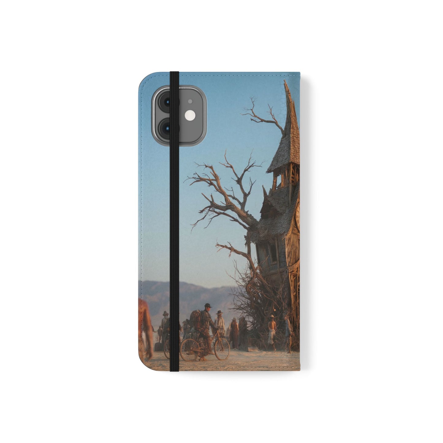 Clocktower Wanderers Flip Cases – Dusty Desert Sentinel Scene