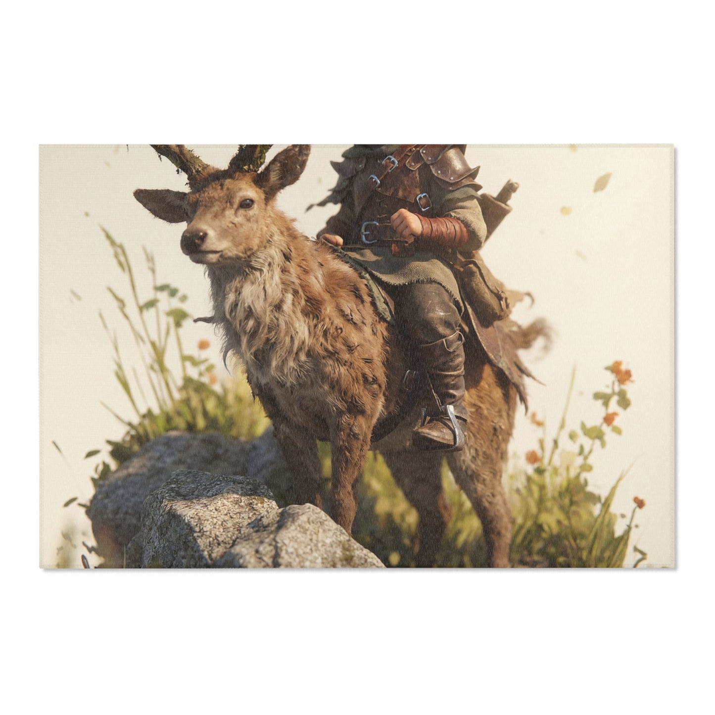 Boy with Stag Companion Area Rug – Sunlit Ridge Guardian