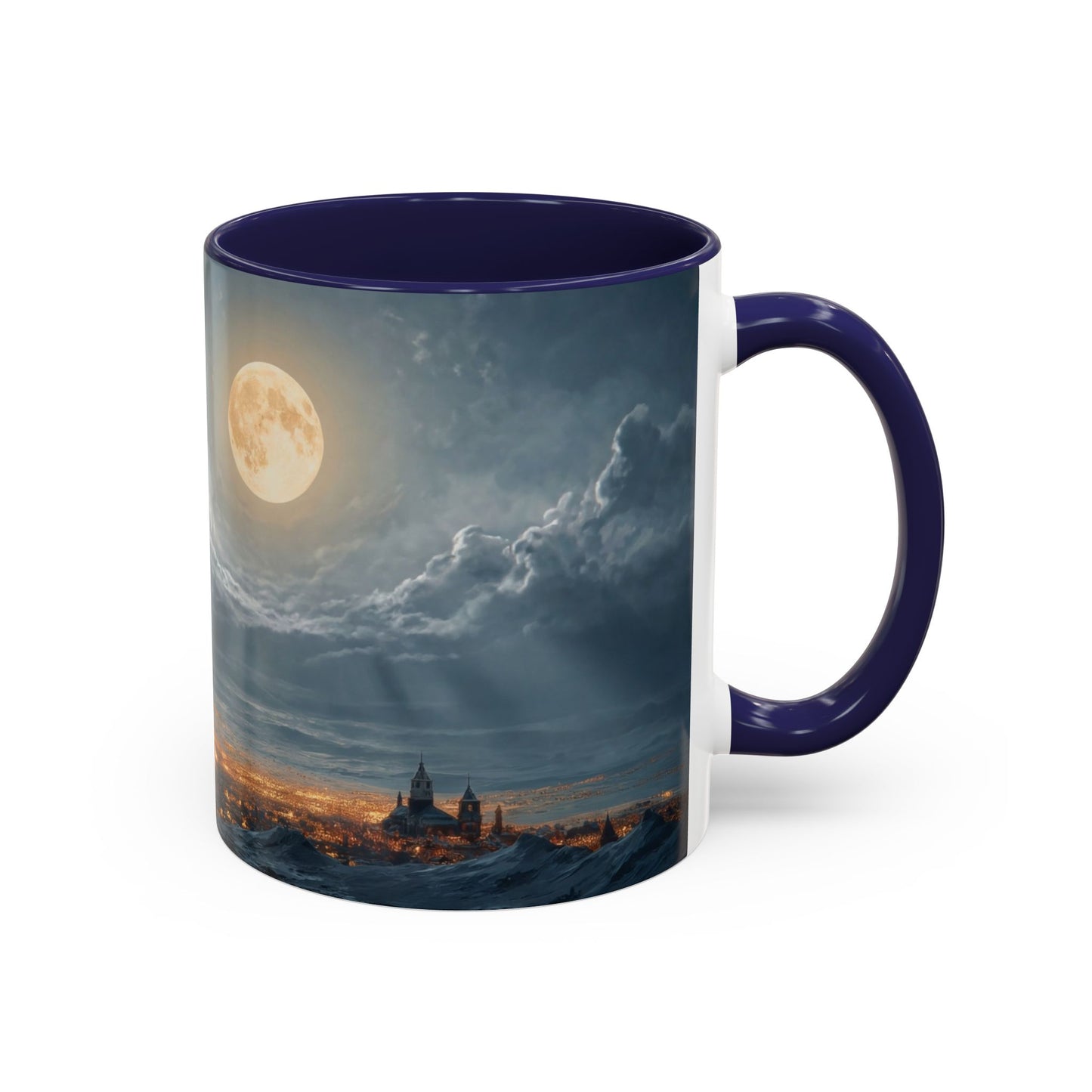 Midnight Sleigh Ride Accent Coffee Mug (11, 15oz) – Warm Glow Over Winter Town
