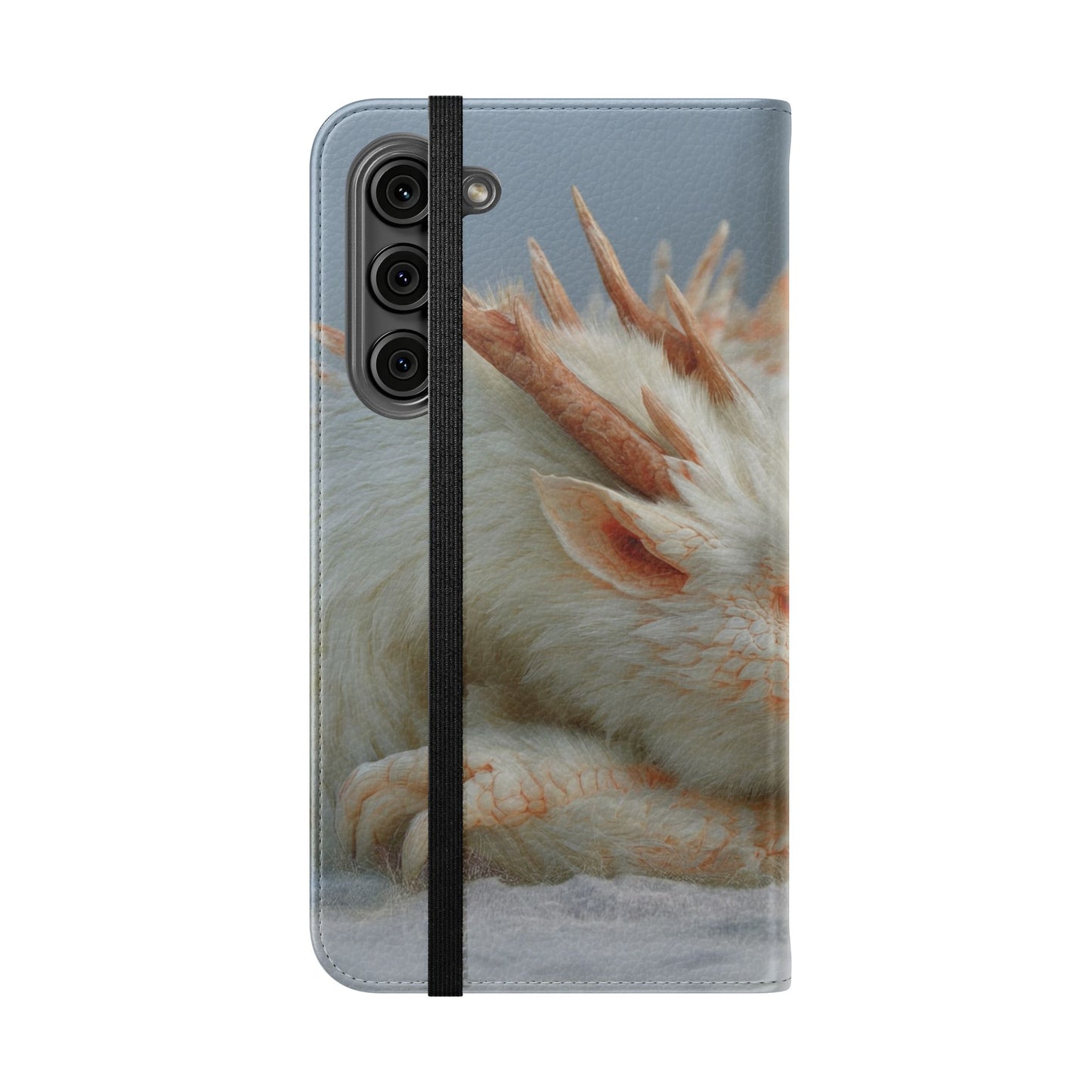 Sleeping Child and Dragon Flip Cases – Snowy Guardian Embrace