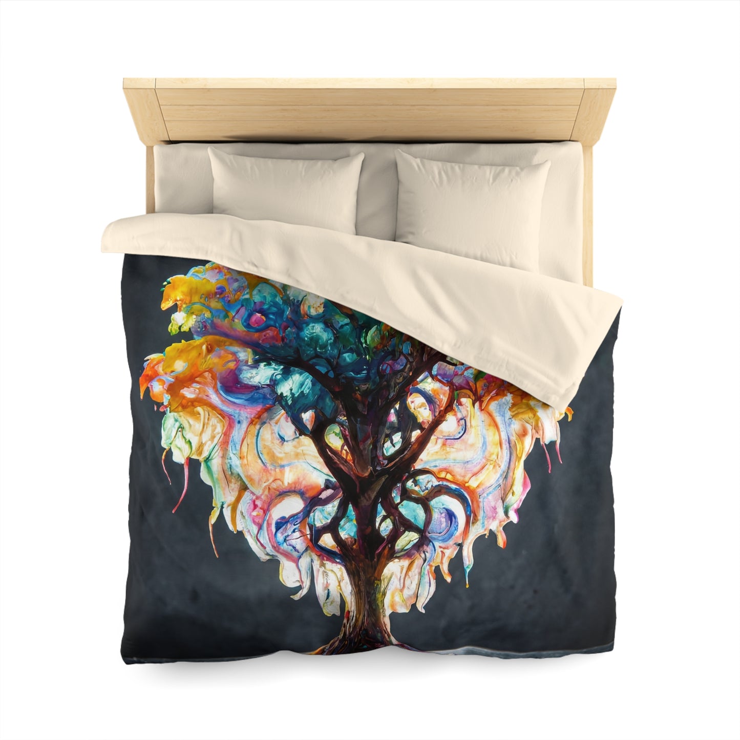 Chromatic Dream Tree Microfiber Duvet Cover – Where Color Blooms in Every Branch
