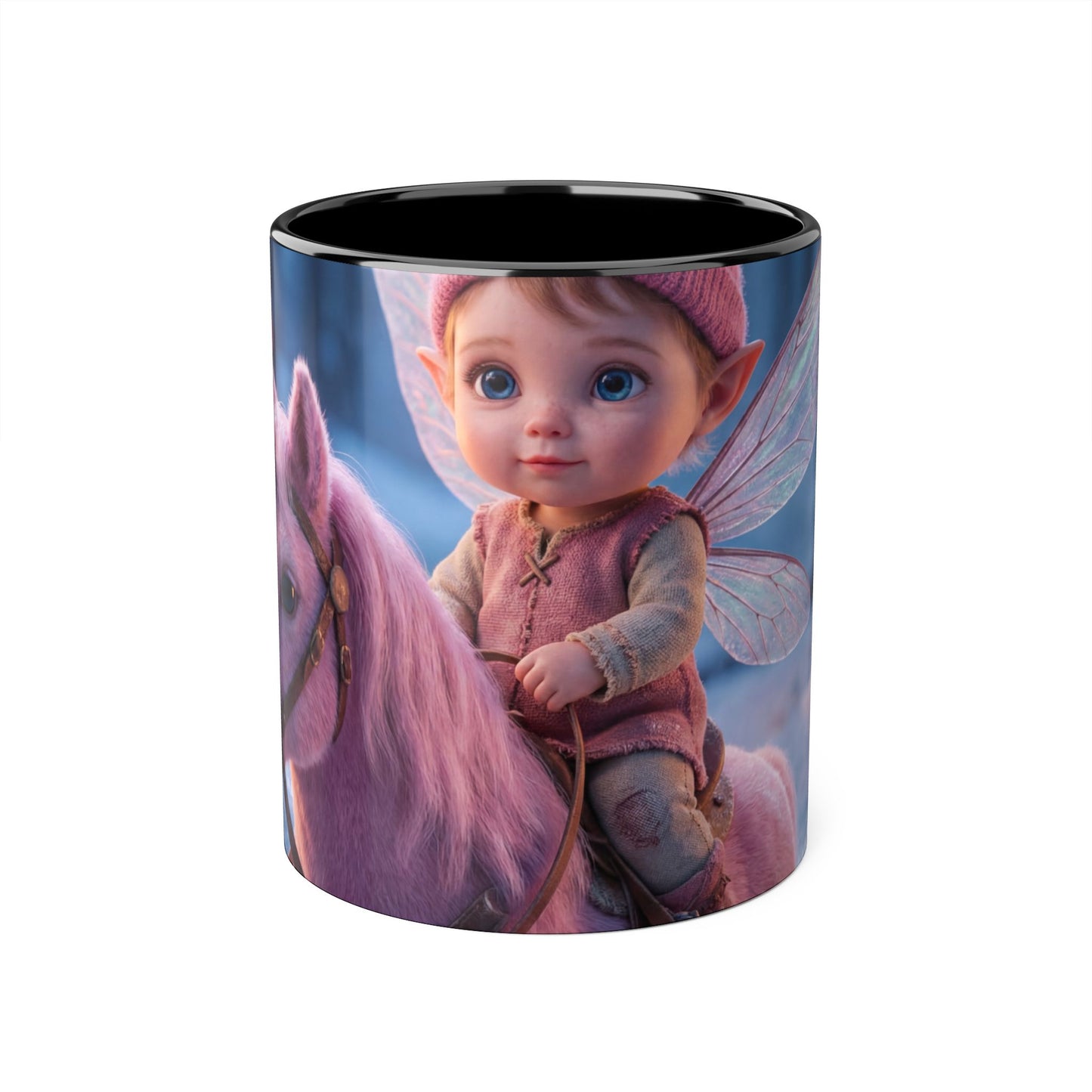 Frost-Fairy Unicorn Accent Mug – Pink Winter Guardian Scene