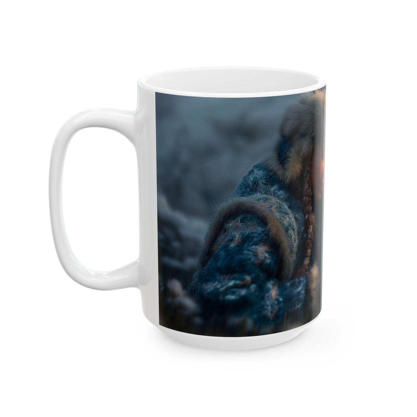 Girl and White Dragon Ceramic Mug – Golden Hour Sanctuary