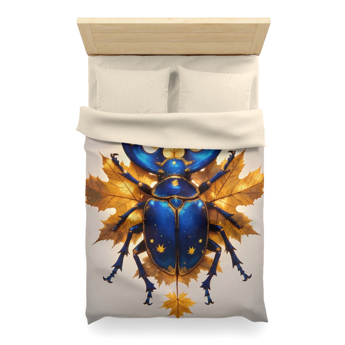 Celestial Beetle Microfiber Duvet Cover – Night Sky Amidst Autumn Leaves