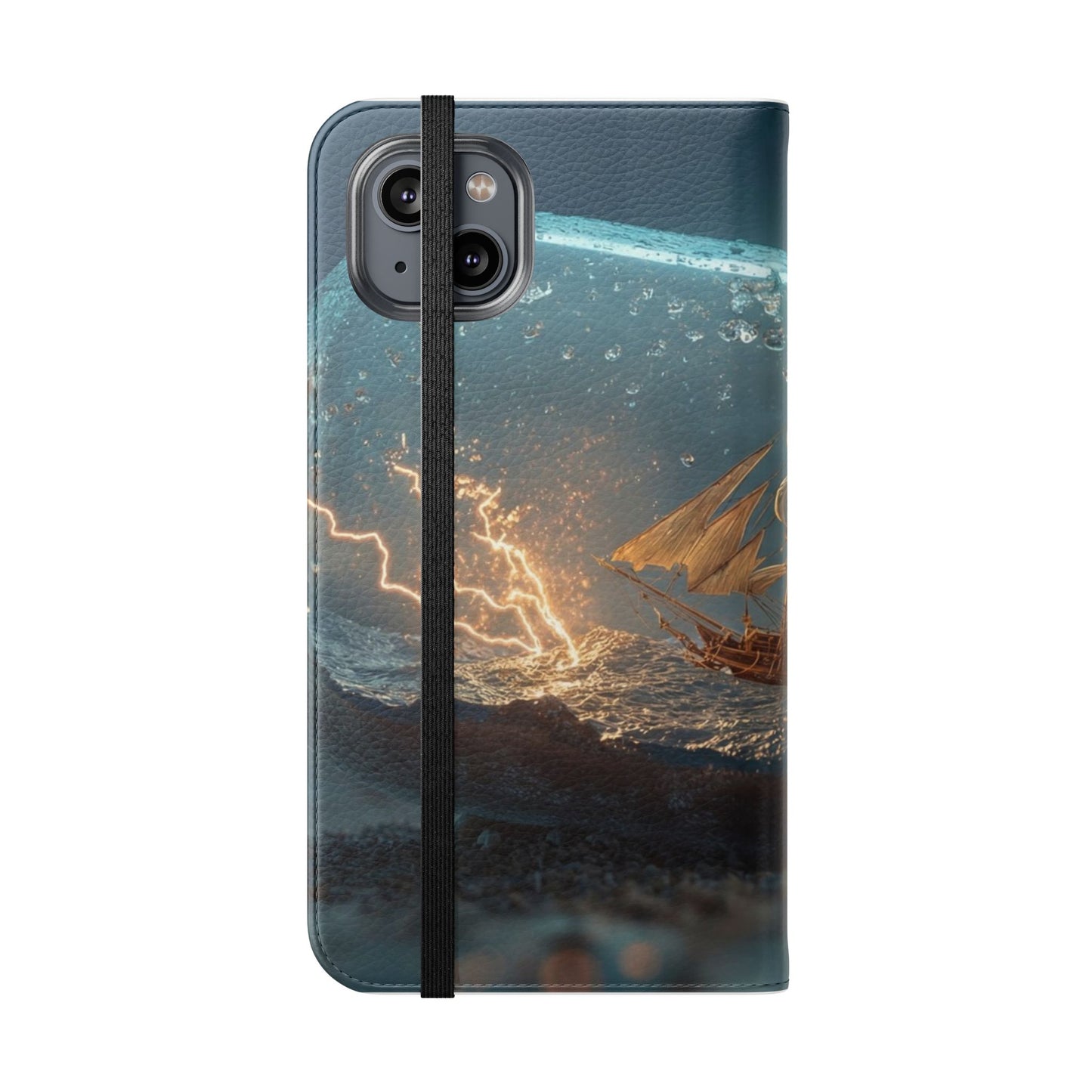Storm-Struck Galleon Flip Cases – Lightning Inside Glass Bottle