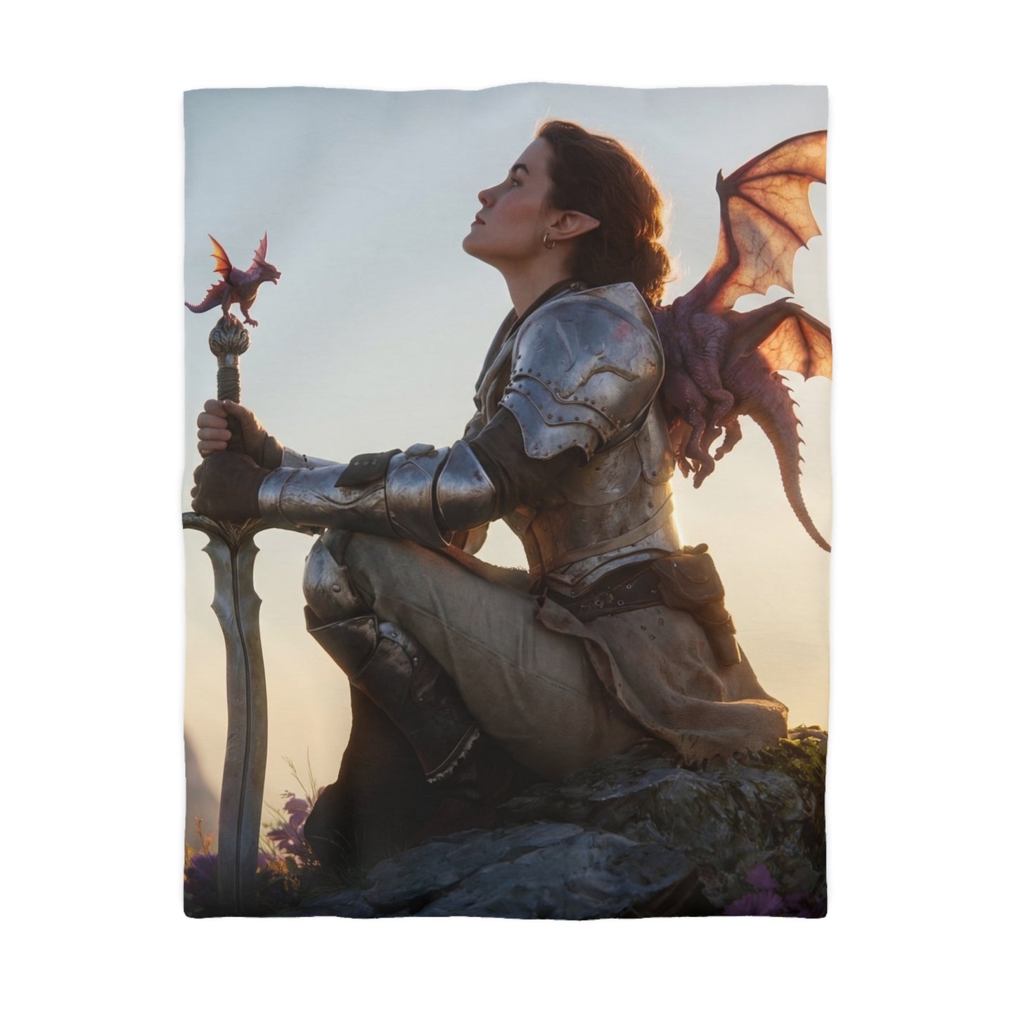 Dragon-Scale Sentinel Microfiber Duvet Cover – Sunset Peak Alliance