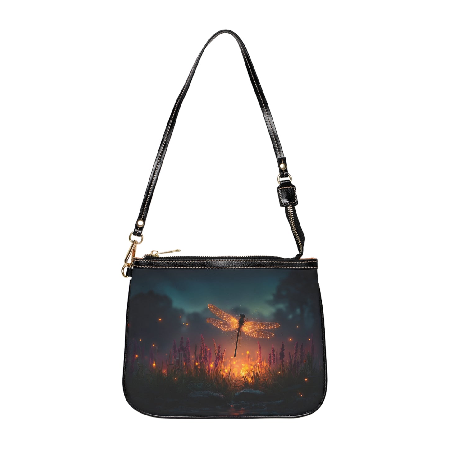 Glowing Dragonfly Small Shoulder Bag – Twilight Meadow Dreamscape