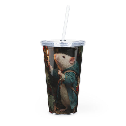 Candlelit Forager Mouse Tumbler with Straw – Autumn Berry Harvest Path