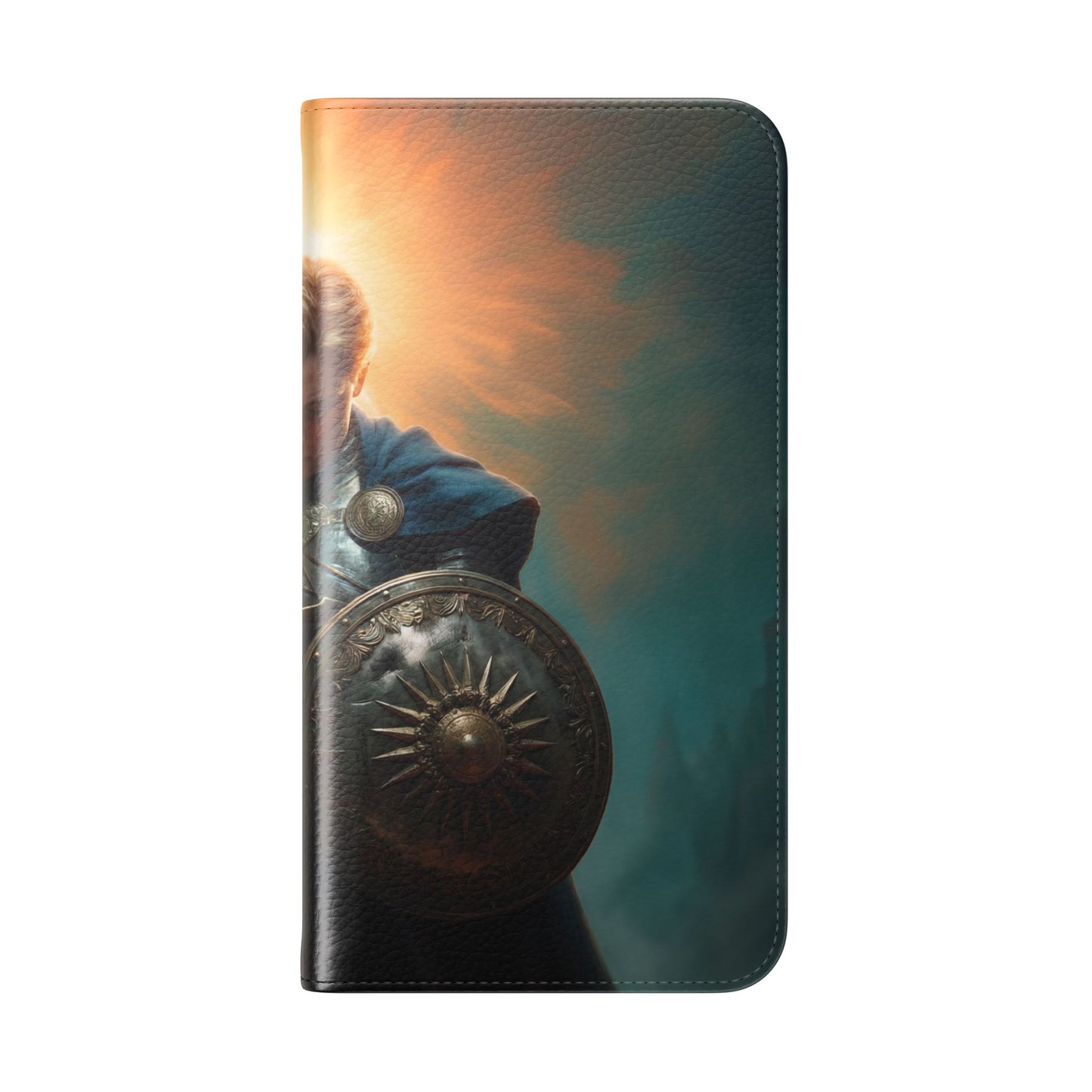 Dawn-Forged Knight Flip Cases – Radiant Armor Against Misty Skies