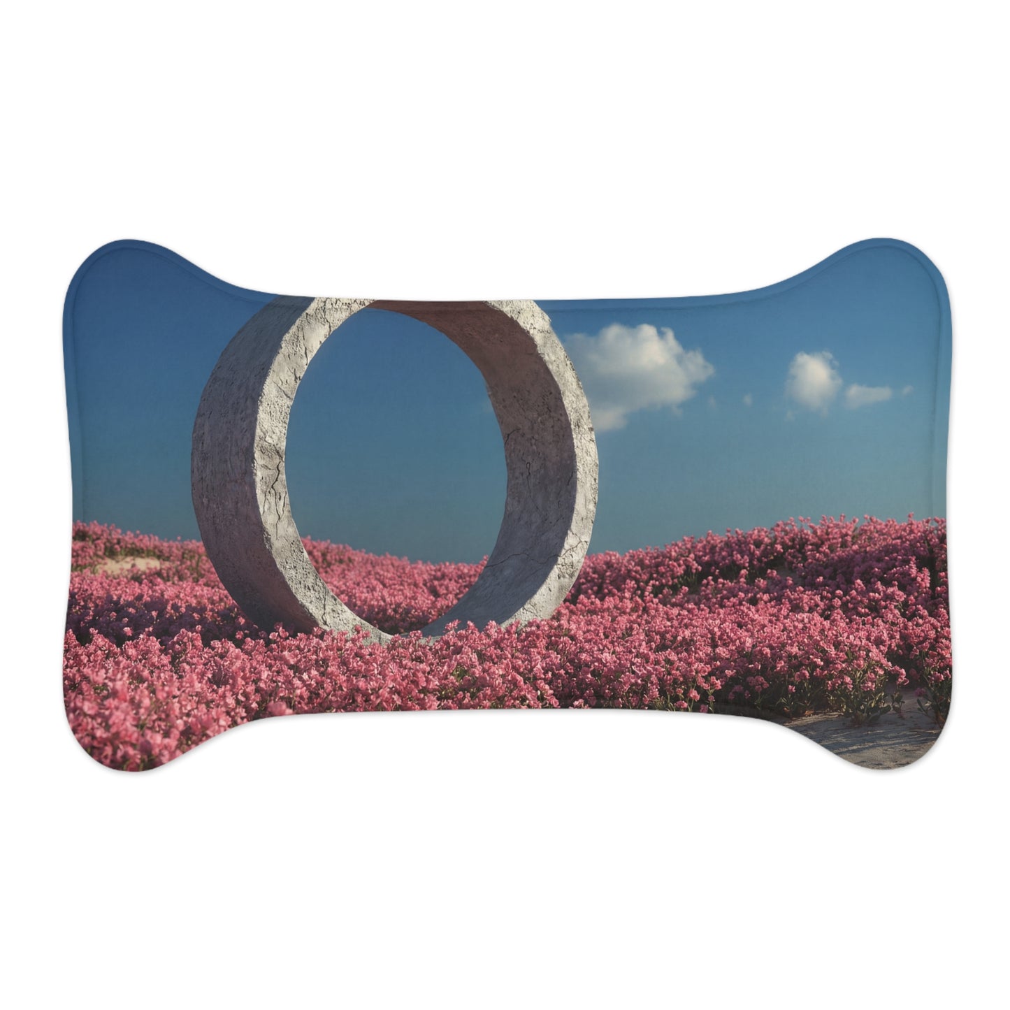 Concrete Circle Feeding Mats – Pink Wildflower Portal Scene