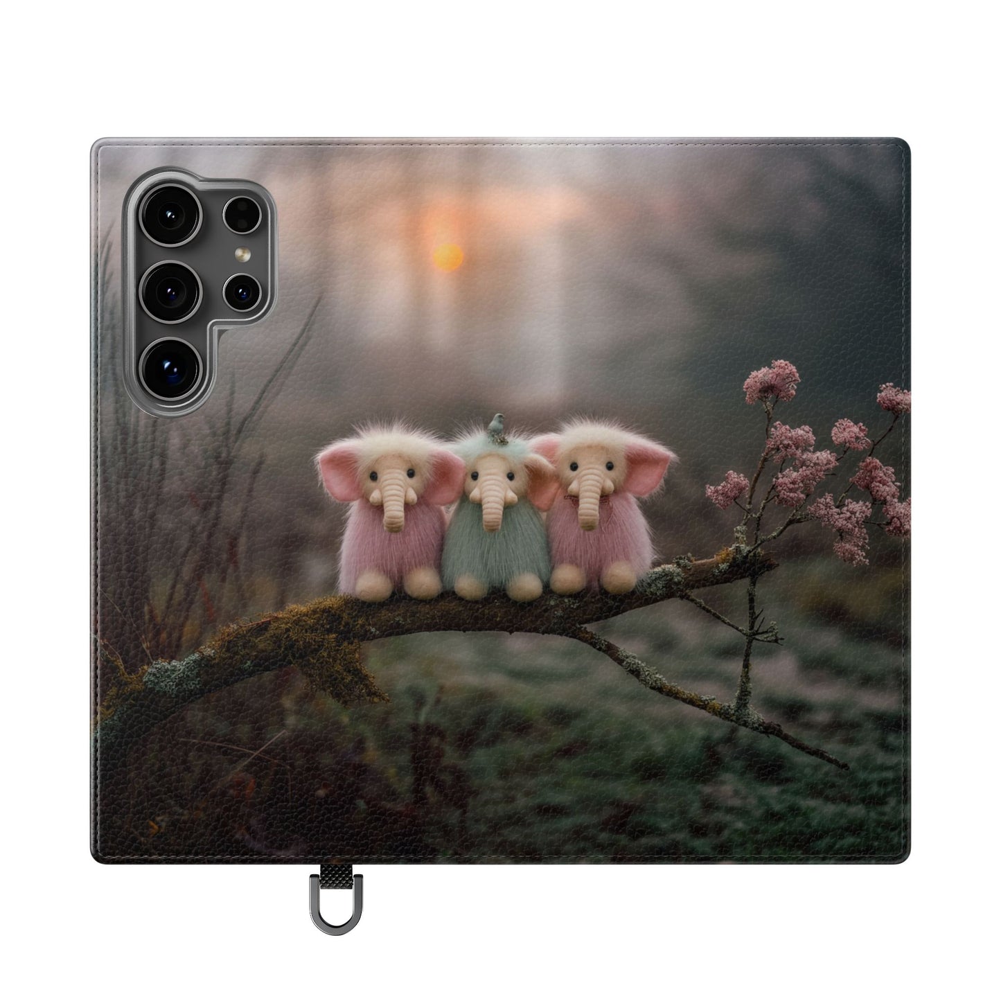 Mossy Branch Elephants Flip Cases – Pastel Fluff Guardians