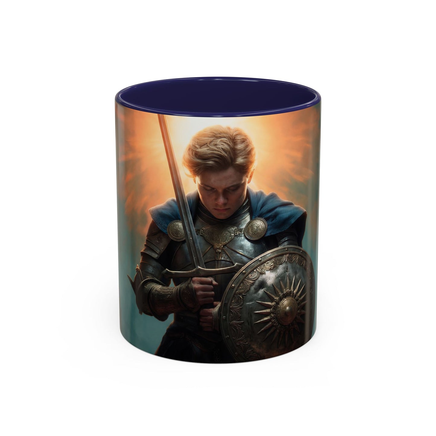 Dawn-Kissed Sentinel Accent Coffee Mug (11, 15oz) – Radiant Resolve in Shadowed Towers