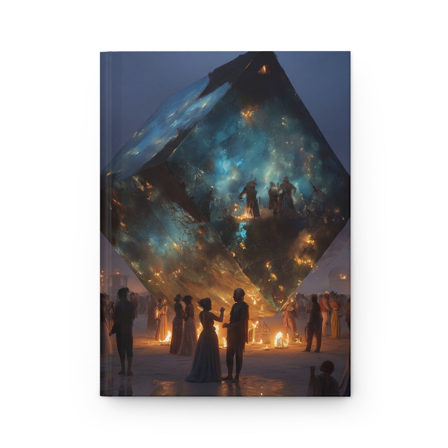 Celestial Cube Journal Matte – Night Sky Within a Burning Shrine