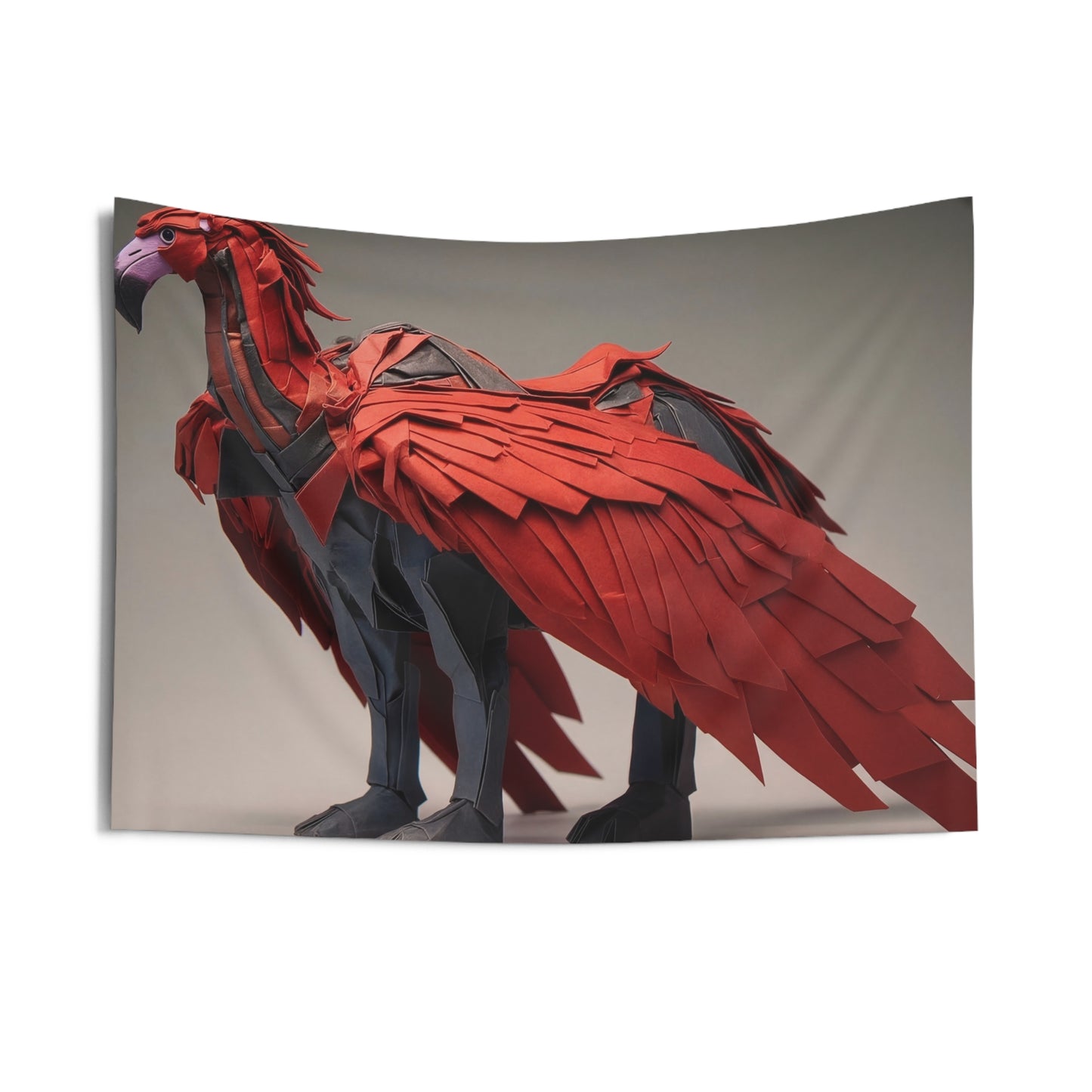Paper Phoenix Wall Tapestry – Crimson Winged Sentinel