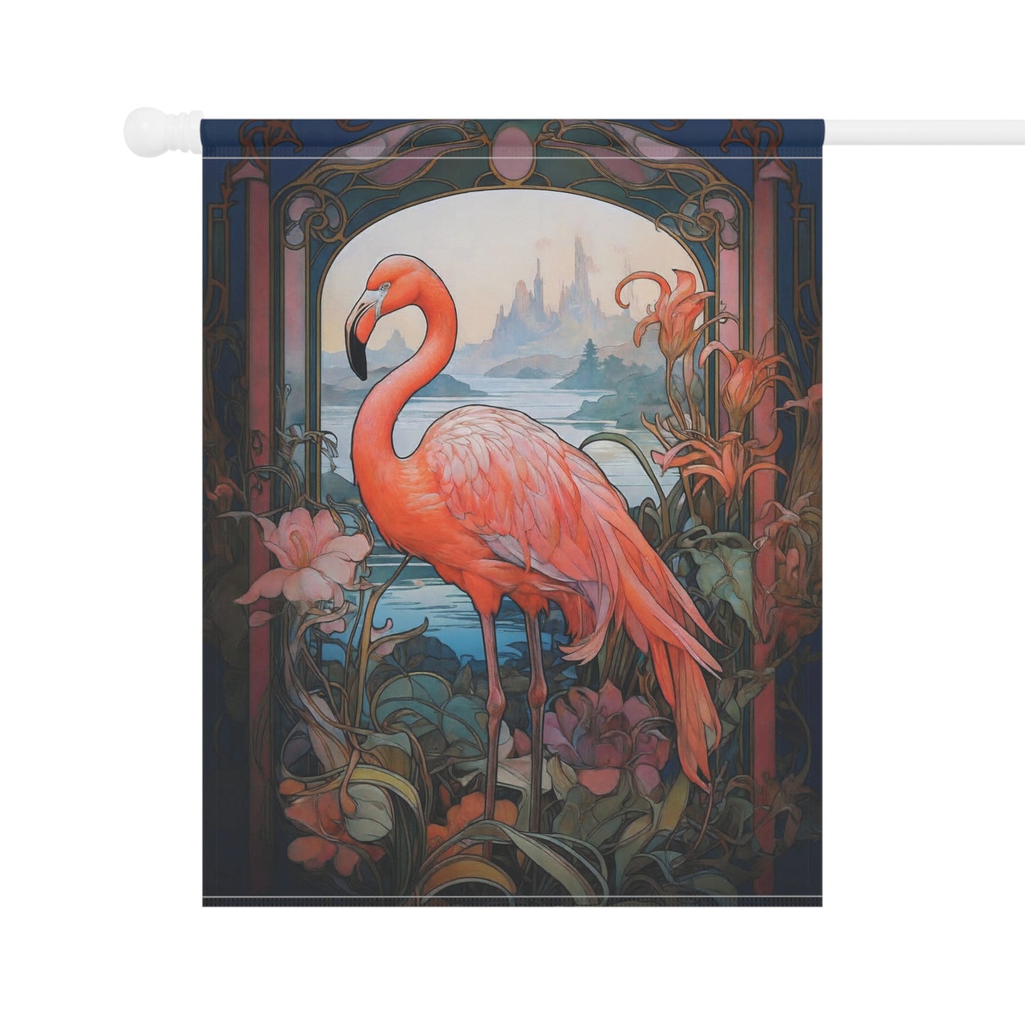 Art Nouveau Flamingo Garden Flag - Product
