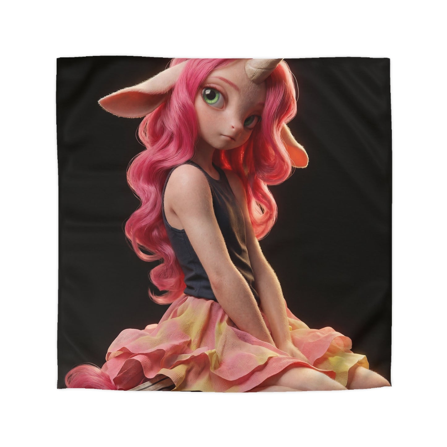 Pink Unicorn Girl Microfiber Duvet Cover – Soft Glow in Your Sleep Sanctuary