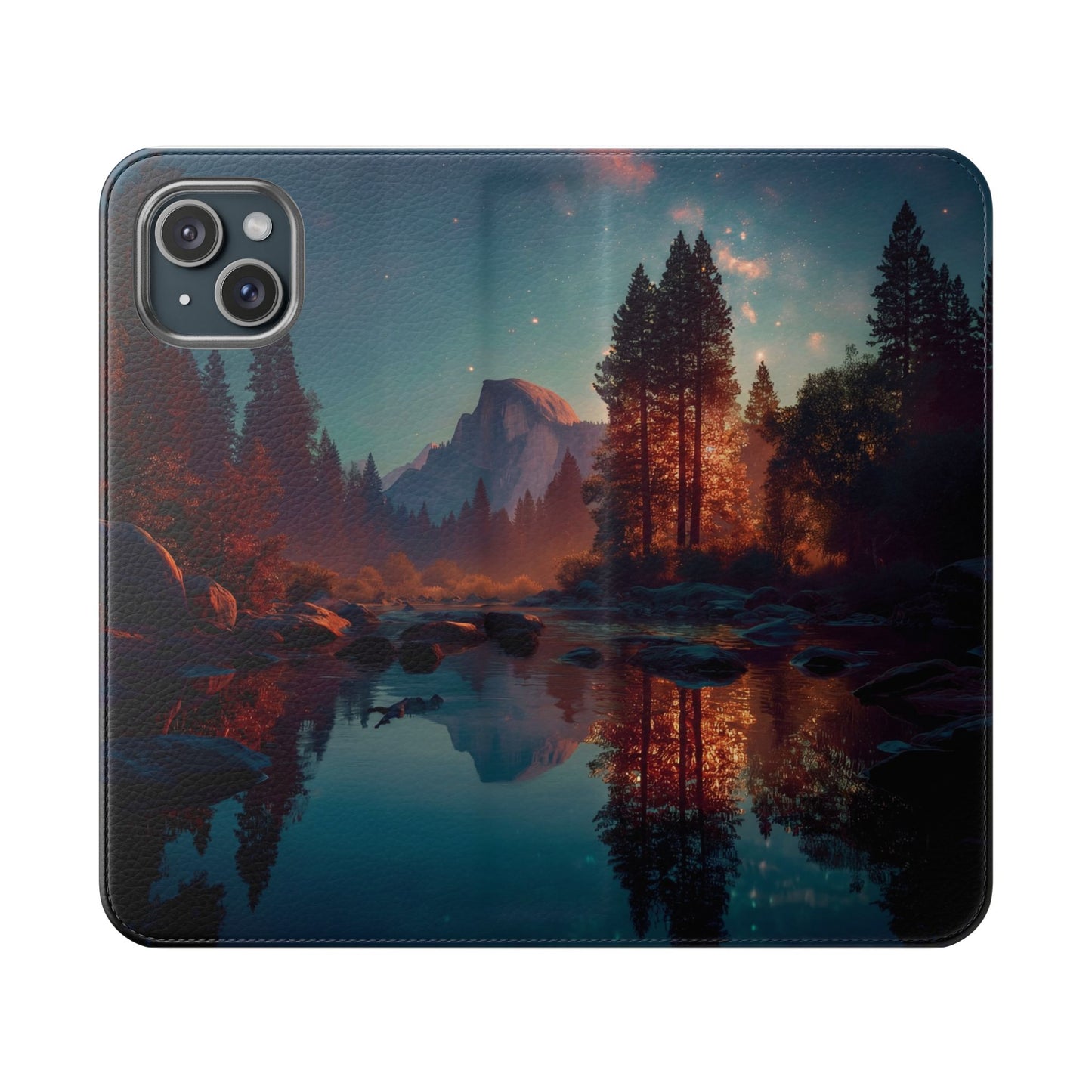 Starlit Valley Flip Cases – Twilight River and Half Dome Reflections
