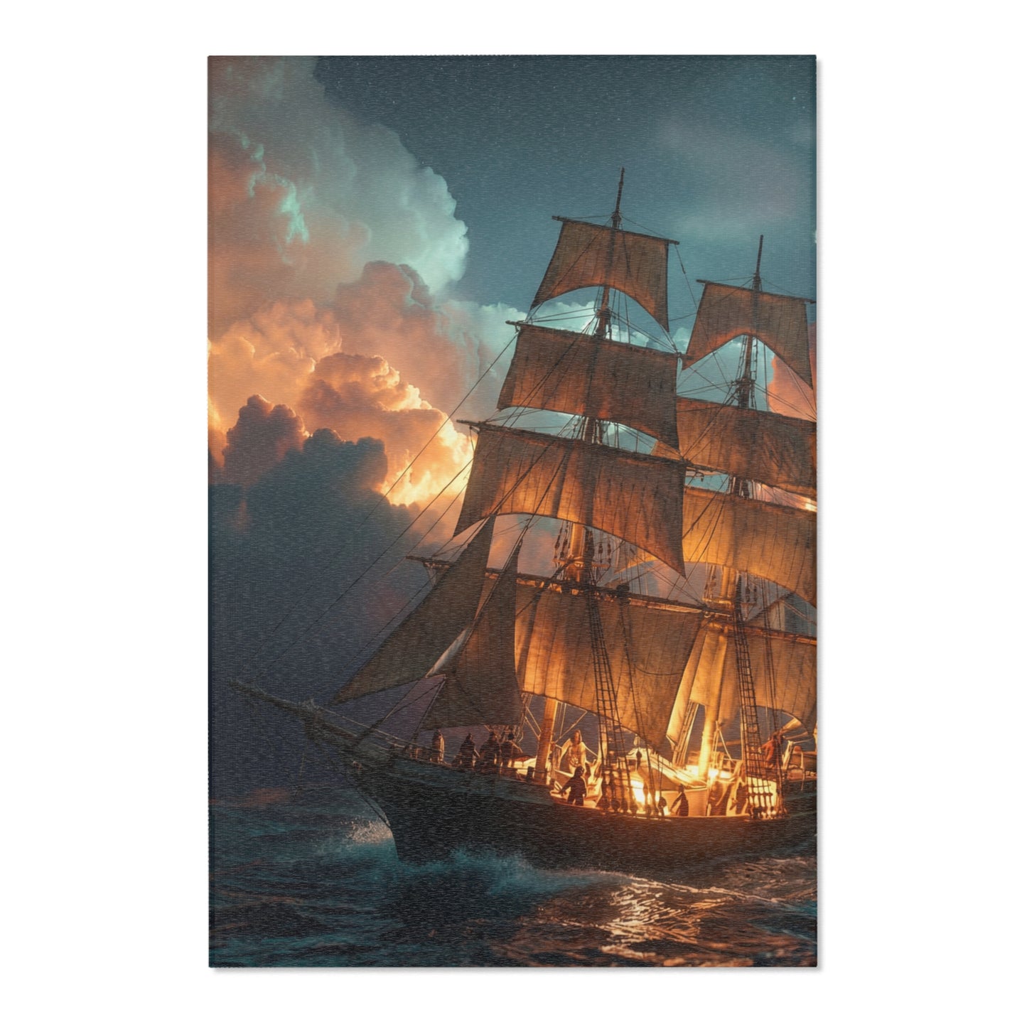 Starlit Galleon Area Rug – Voyage Through Crimson Skies