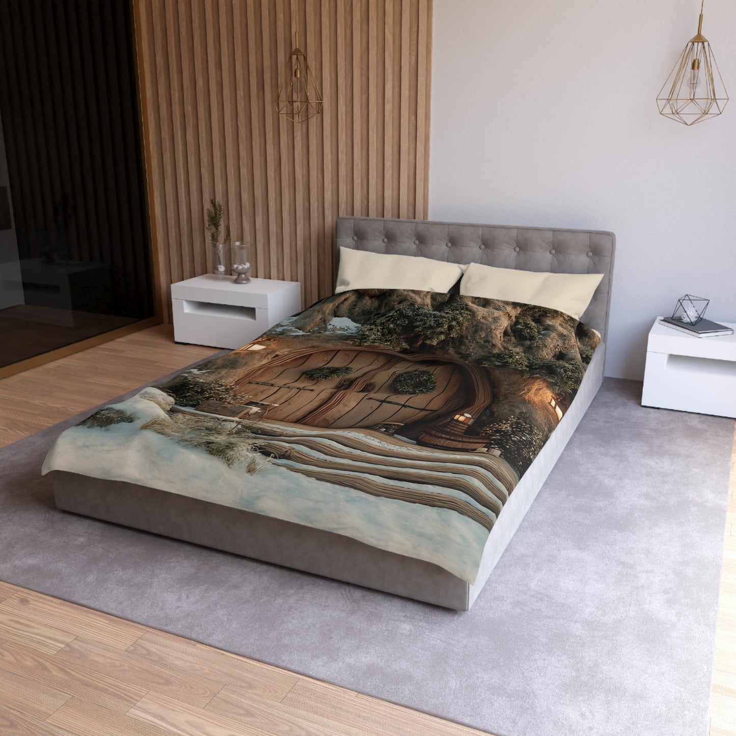 Winter’s Whisper Microfiber Duvet Cover – Cozy Treehouse Sanctuary