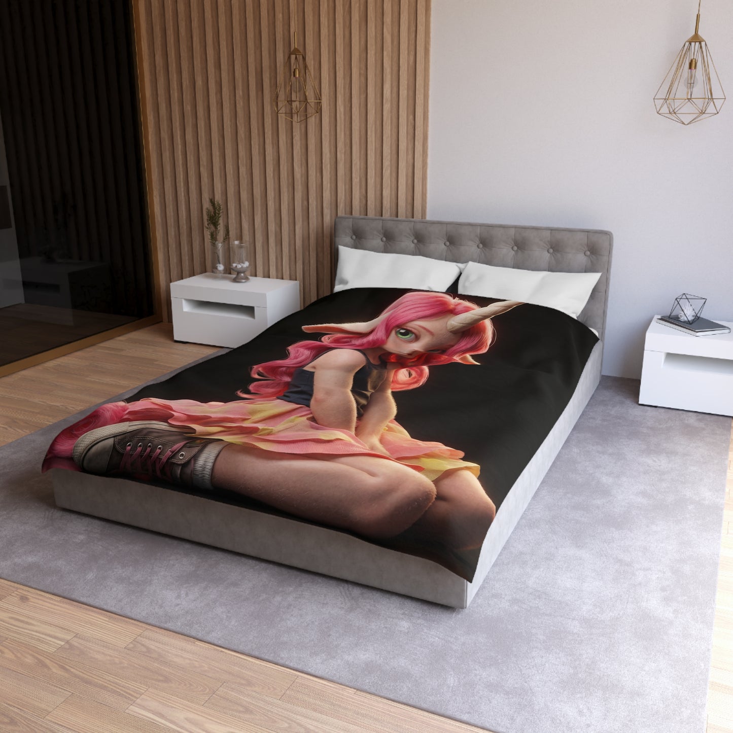 Pink Unicorn Girl Microfiber Duvet Cover – Soft Glow in Your Sleep Sanctuary