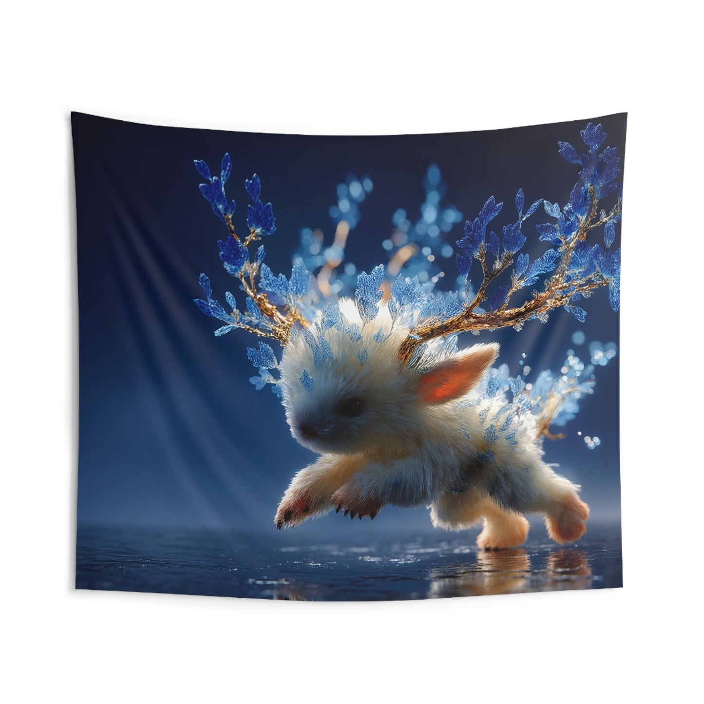 Frostbloom Bunny Indoor Wall Tapestries – Dancing with Ice-Glitter Branches