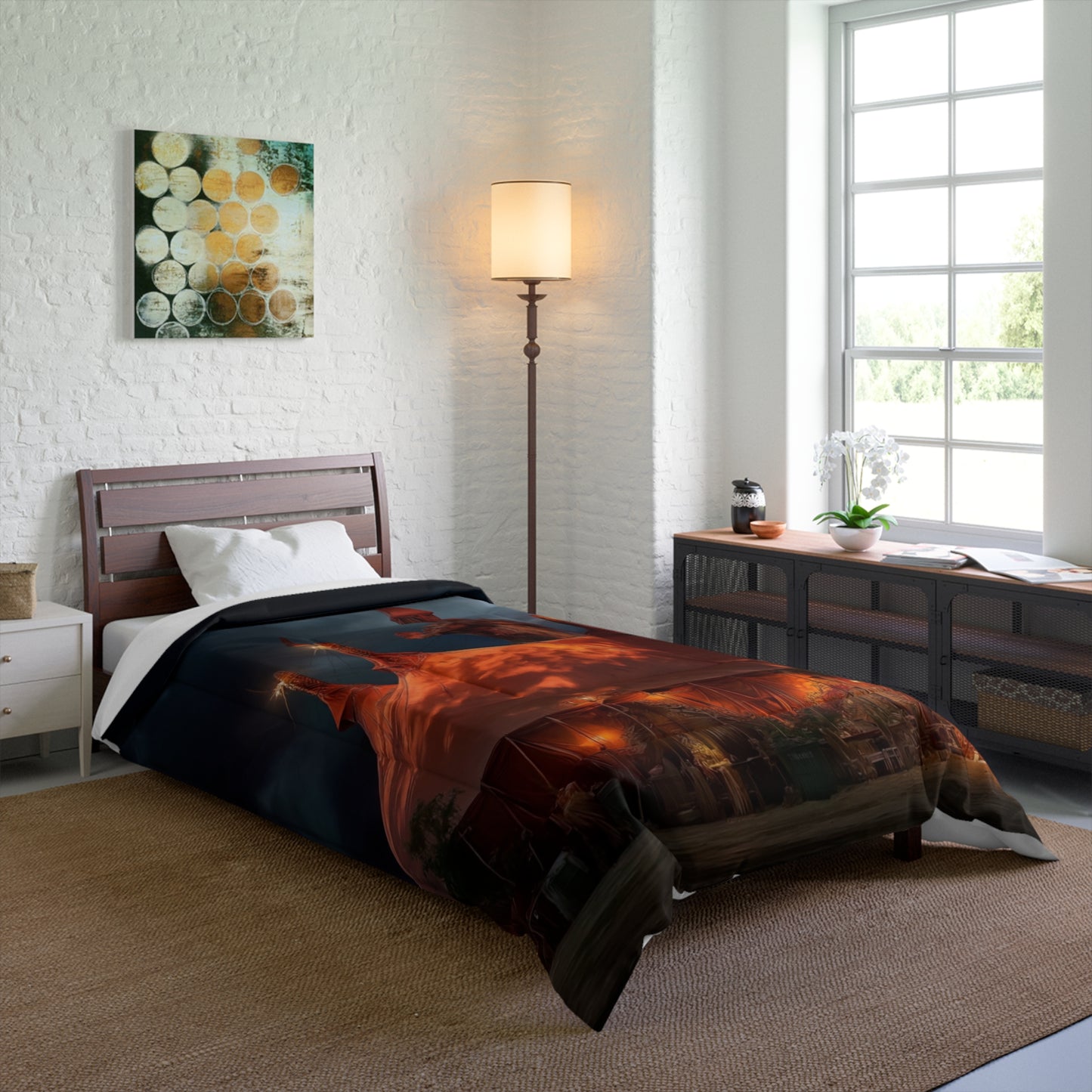 Crimson Circus Tent Comforter – Midnight Carnival Dreamscape