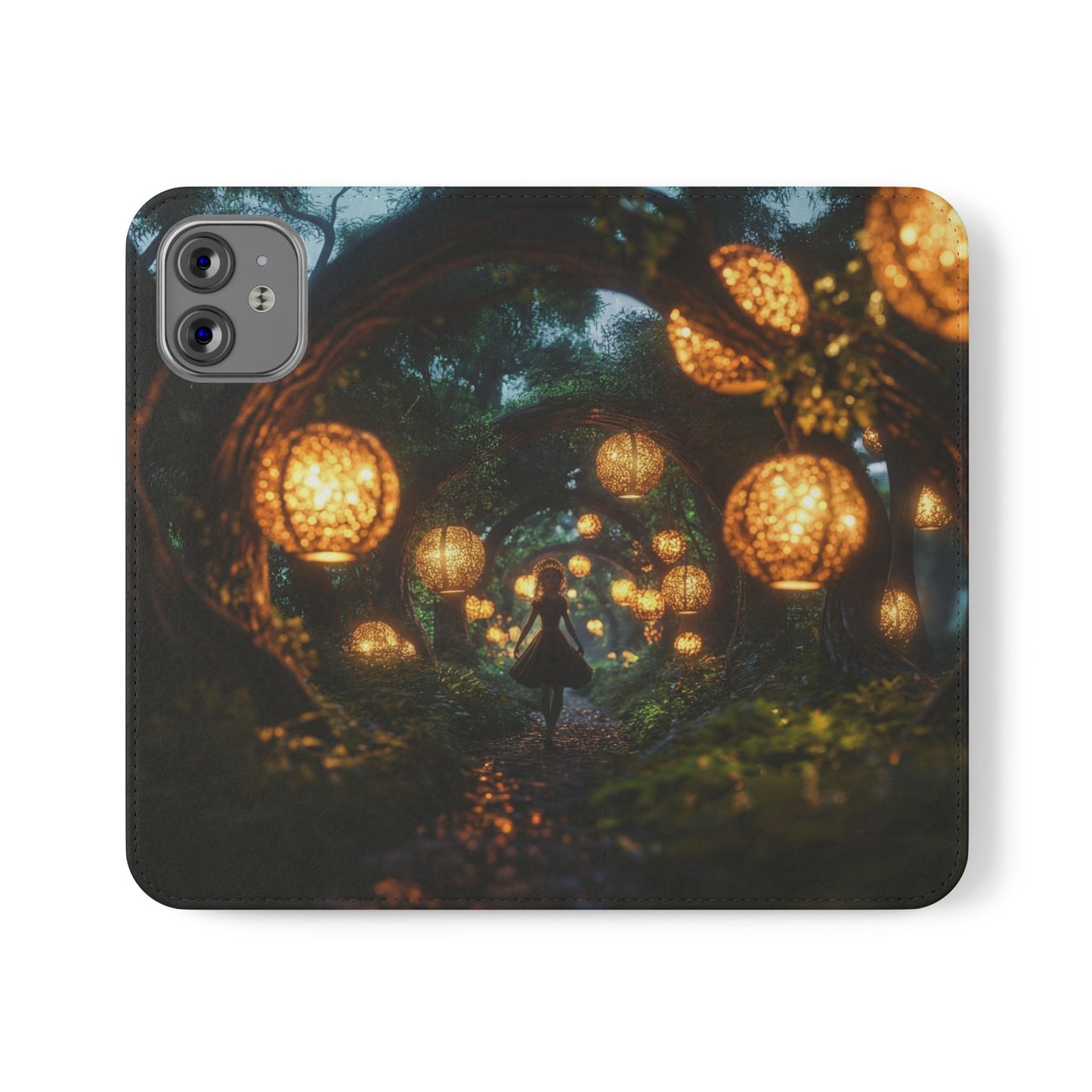 Lantern Archway Flip Cases – Girl Walking Through Forest Tunnel Art Case