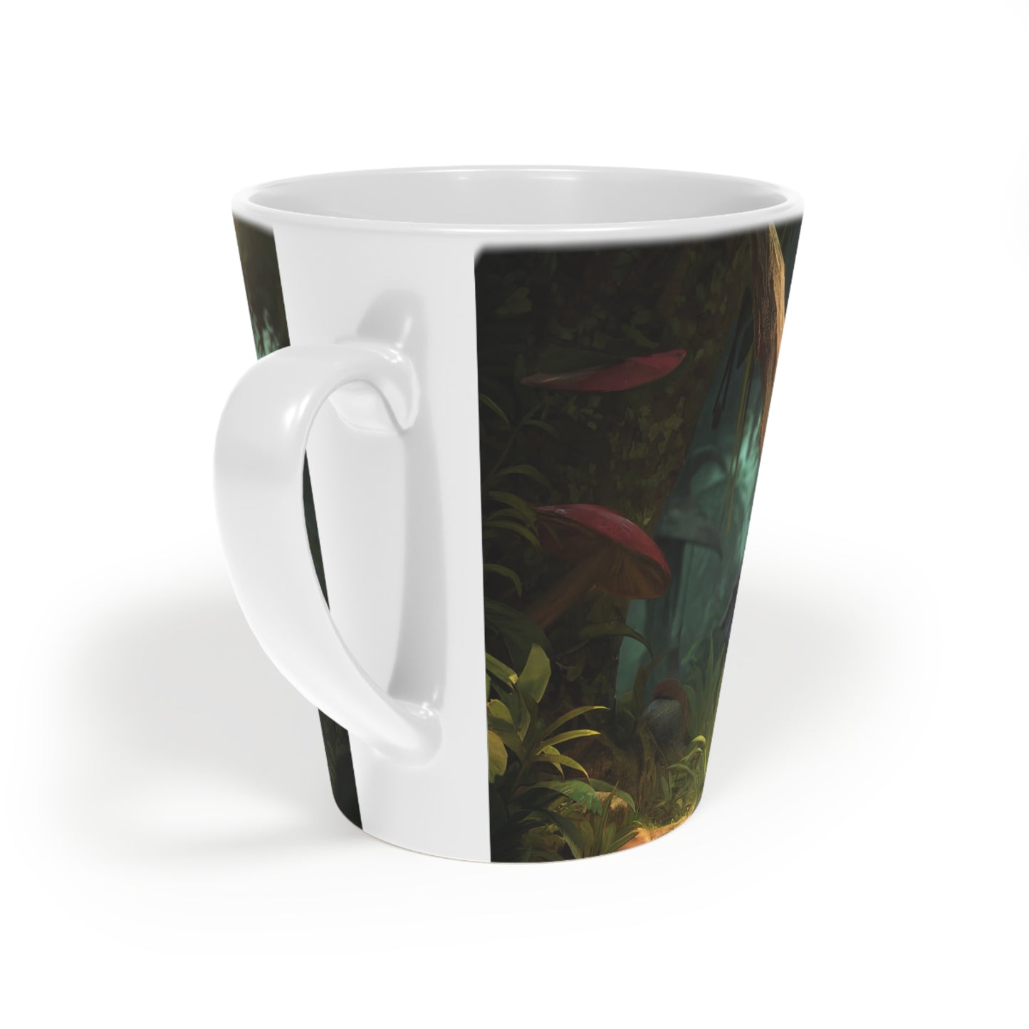 Mushroom Knight Latte Mug, 12oz – Caped Guardian of the Deep Woods