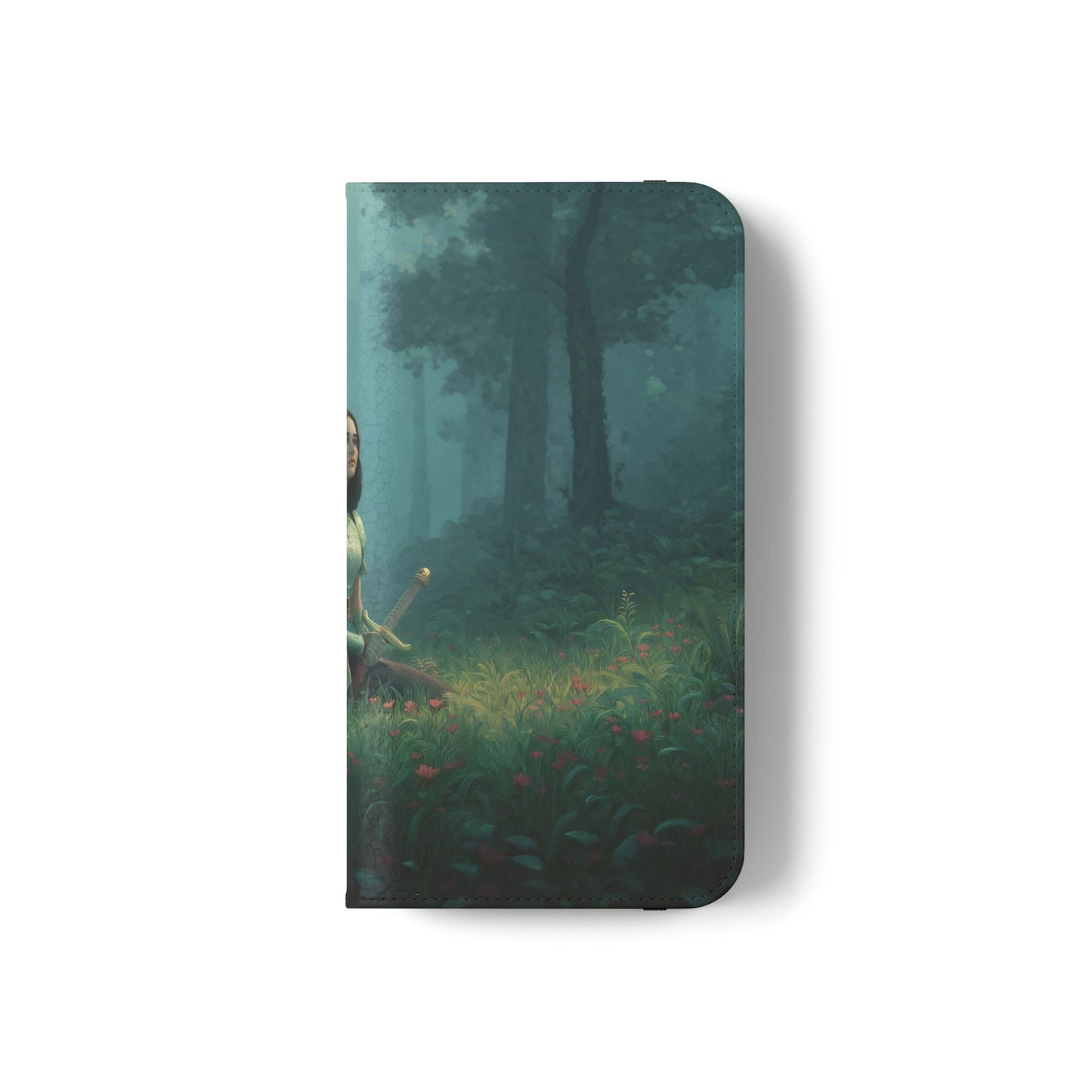 Woodland Sentinel Flip Cases – Green Knight in Misty Grove
