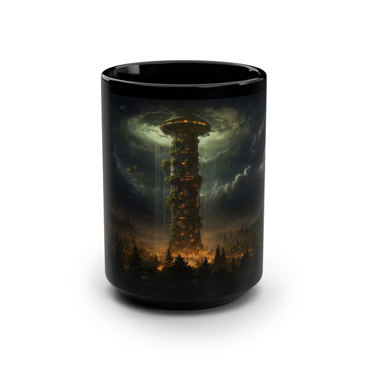Alien Tower in Stormy Sky - Ceramic Mug