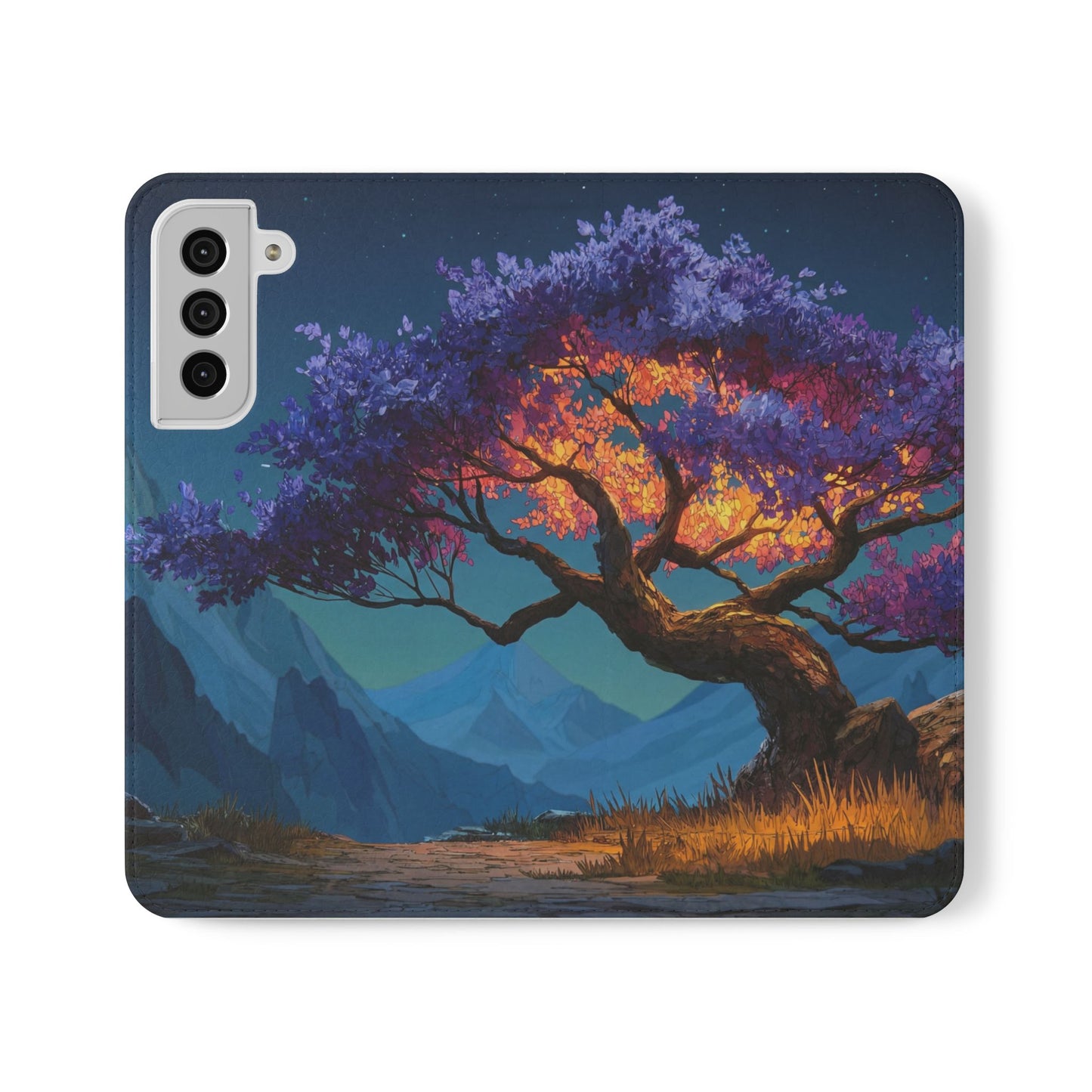 Violet Flame Tree Flip Cases – Twilight Mountain Glow Case